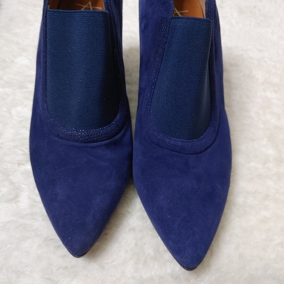 AQUATALIA Blue Suede Wedge Ankle Boots 6.5 - Picture 5 of 12